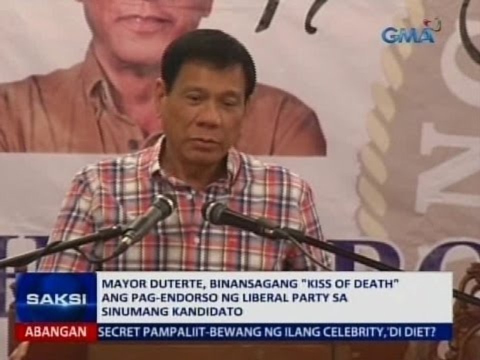 Saksi: Mayor Duterte, binansagang "kiss of death" ang pag-endorso ng LP sa sinumang kandidato