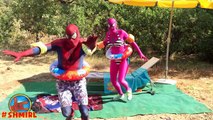 Spiderman in The POOL! w/ Pink Spidergirl vs Spiderman Swimming POOL prank! Frozen Elsa in Real Life