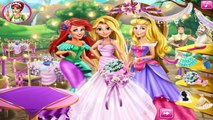 Disney Princess Ariel Rapunzel and Aurora at Rapunzels Wedding Party Cartoon Games for Kids