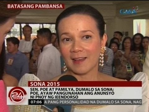 24 Oras: Sen. Poe at pamilya, dumalo sa SONA; Poe, ayaw pangunahan ang anunsyo ni PNoy ng ieendorso