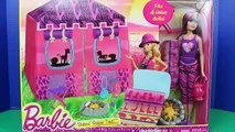 Frozen Family Kids Anna Kristoff Jr CAMPING with Barbie Sisters Safari Tent Skipper DisneyCarToys