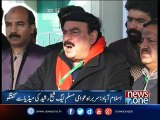 Sheikh Rasheed talks to media outside Supreme Court