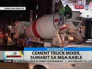 BT: Cement truck mixer, sumabit sa mga kable