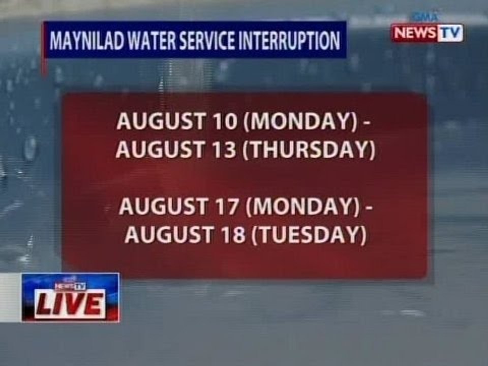 NTVL: Maynilad water service interruption