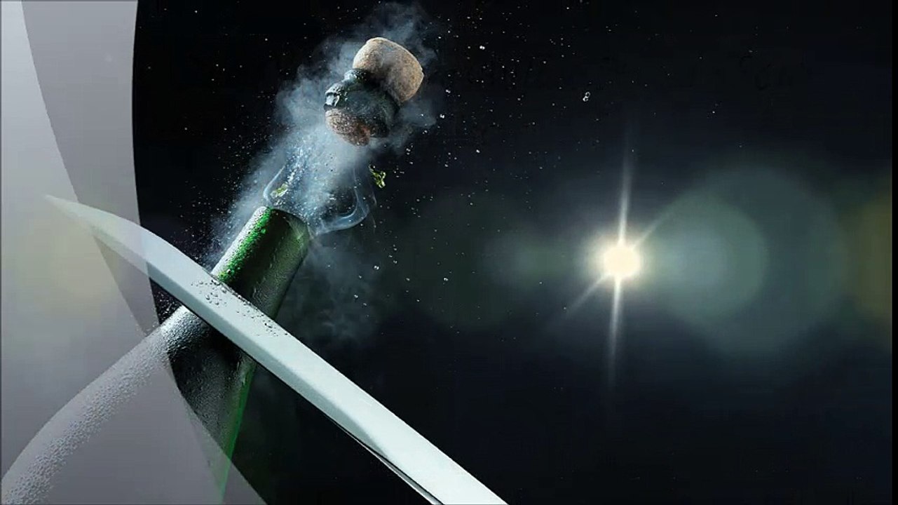 Open Champagne Bottle with Dependant Sword