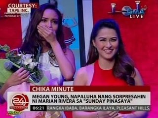 24Oras: Megan Young, napaluha nang sorpresahin ni Marian Rivera sa "Sunday Pinasaya"