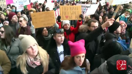Protests over Trump's immigration policies 31-01-2017 - 92NewsHD