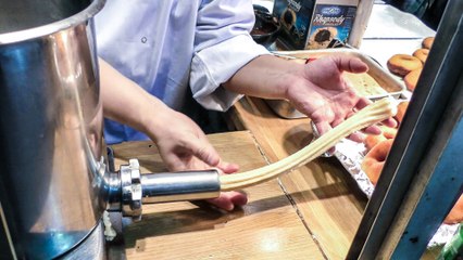 Fried Churros Filled with Chocolate Tasted in Camden Town, London