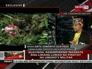 Guaynon, nanidigang inosente ang limang lumad na pinatay ng umano'y militar