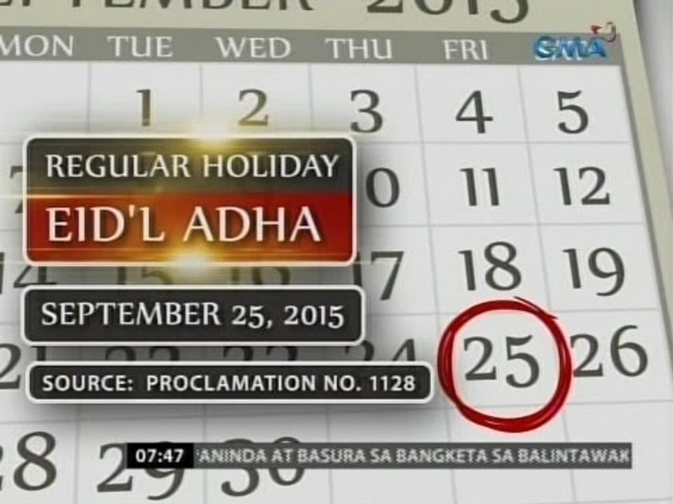 24Oras: Sept. 25 Regular Holiday; Nov. 18-19 No...