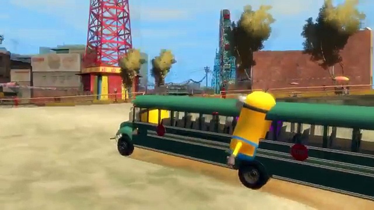 Minions Having Fun With School Bus and Lightning McQueen Disney Pixar Cars | Nursery Rhymes