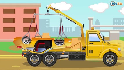 Cars Cartoons about The Crane with The Truck + kids videos compilation with cars, trucks, bus etc