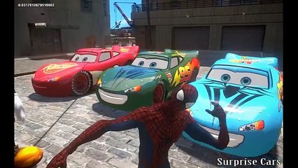 Spiderman Frozen Elsa and Mickey mouse having fun with McQueen cars ( games for kid)