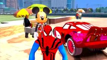 Spiderman & Hulk & Mickey Mouse plus Lightning McQueen Cars Colors Nursery Rhymes Superhero