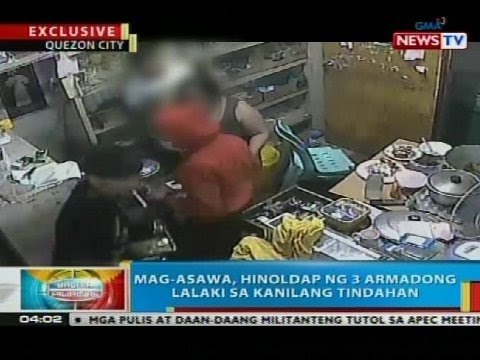 Hulicam: Mag-asawa, hinoldap ng 3 armadong lalaki sa kanilang tindahan sa Quezon City