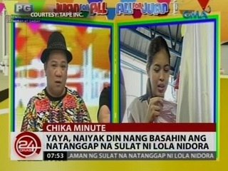 24Oras: Yaya Dub, naiyak din nang basahin ang natanggap na sulat ni Lola Nidora