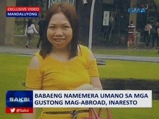 Saksi: Babaeng namemera umano sa mga gustong mag-abroad, inaresto