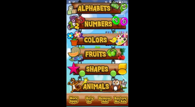 Kids preschool learning games //Alphabets//Numbers//Colors//Animals//Shapes//Fruits