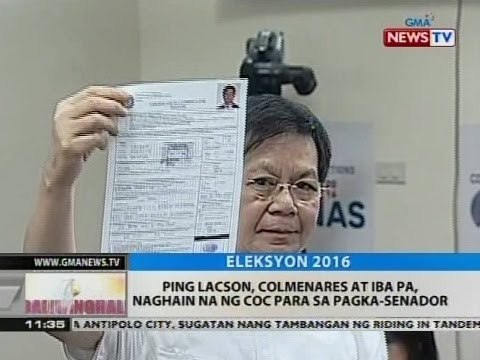 BT: Ping Lacson, Colmenares at iba pa, naghain na ng COC para sa pagka-senador
