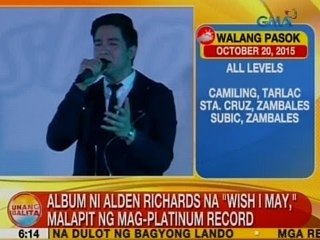 UB: Album ni Alden Richards na 'Wish I May,' malapit ng mag-platinum record