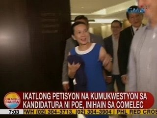 UB: Ika-3 petisyon na kumukwestyon  sa kandidatura ni Sen. Poe, inihain sa Comelec