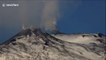 Mount Etna eruption from the snowy summit