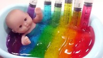 Baby Doll Bath Time Slime Syringe Play Doh Toy Surprise Eggs Learn Colors YouTube