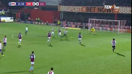 Lasse Vibe Goal HD - Brentford 1-0 Aston Villa 31.01.2017