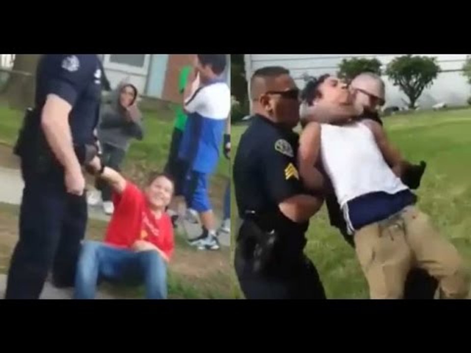 Child Body Slammed, Choked by a Cop After Voicing his Concern Over Another Child's Violent Arrest