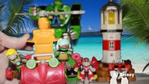 Rescue Bots Teenage Mutant Ninja Turtles Save Mighty Machines Trucks Lost at Sea Toy Review