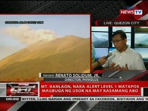Mt. Kanlaon, naka-alert level 1 matapos magbugao ng usok na may kasamang abo