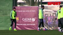 Suárez dá 'bronca' em Neymar por ser último a chegar ao treino do Barça