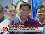 24 Oras: CBCP, umalma nang murahin ni Duterte si Pope Francis