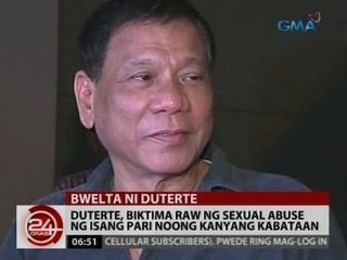 24 Oras: Duterte, biktima raw ng sexual abuse ng isang pari noong kanyang kabataan