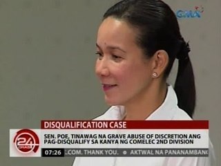 Sen. Poe, tinawag na grave abuse of discretion ang pag-disqualify sa kanya ng COMELEC 2nd Division