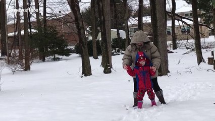 Boy, 9, walks in the snow for the first time after major hip surgery