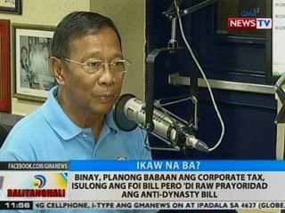 BT: VP Binay, planong babaan ang corporate tax at isulong ang FOI Bill