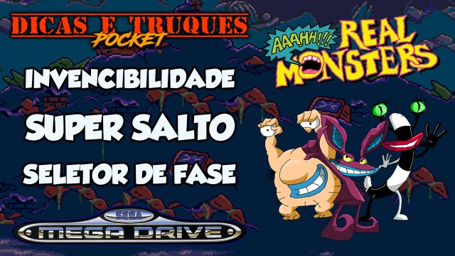 #RockySilva Invencibilidade/Super Pulo/Seletor de Fase - Aaahh!! Real Monsters (Mega Drive/Genesis) [Dicas e Truques POCKET]