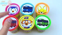 Сups Stacking Play Doh Clay The Little Bus Tayo Pororo Rainbow Learn Colors for Children