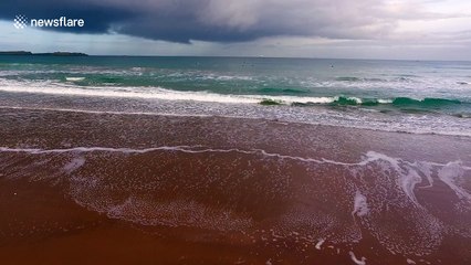 Ominous storm clouds off the coast of Northern Ireland