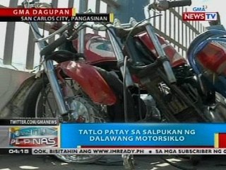 Tatlo patay sa salpukan ng dalawang motorsiklo sa San Carlos, Pangasinan