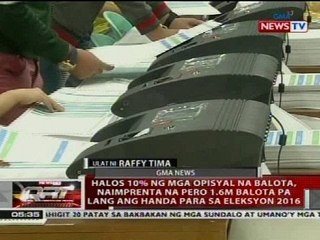 Halos 10% ng mga opisyal na balota, naimprenta na pero 1.6M pa lang ang handa para sa eleksyon 2016