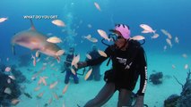Scuba Diving with Sharks outside of a Bahamas Blue Hole