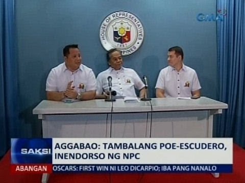 SAKSI: Aggabao: Tambalang Poe-Escudero, inendorso ng NPC