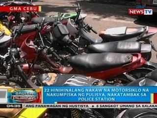 22 hinihinalang nakaw na motorsiklo na nakumpiska ng pulisya, nakatambak sa police station