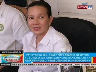 Supreme Court, pinaburan ang petisyon ni Sen. Grace Poe sa botong 9-6