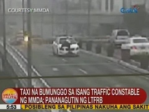 UB: Taxi na bumunggo sa isang traffic constable ng MMDA, pananagutin ng LTFRB