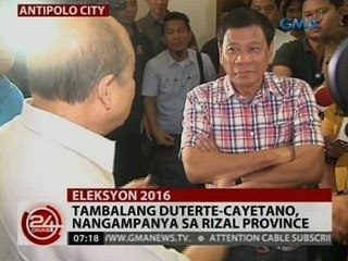 24 Oras: Tambalang Duterte-Cayetano, nangampanya sa Rizal province