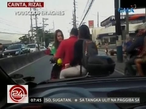 24 Oras: Lady traffic enforcer, sinagasaan ng sinitang rider na nagpakilala pang pulis