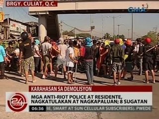 24 Oras: Mga anti-riot police at residente, nagkatulakan at nagkapaluan; 8 sugatan
